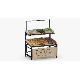 Wooden Display Rack 06 With Vegetables Without Tag 3D model